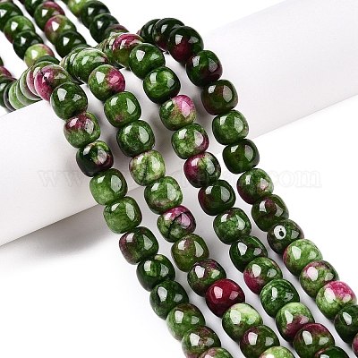 Окрашенные природные белый нефрит бисер пряди G-T138-D22-1