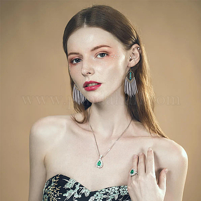 3 пара двухцветных серег-люстр с кисточками из искусственной кожи EJEW-FI0002-37-1