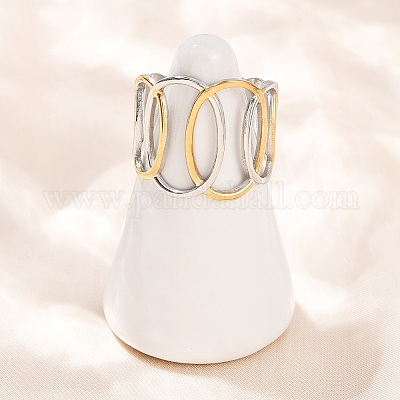 Двухцветные манжетные кольца из нержавеющей стали 304 RJEW-S635-01GP-15-1