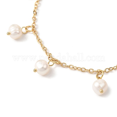 Браслеты с подвесками из натурального культивированного пресноводного жемчуга BJEW-JB12883-1