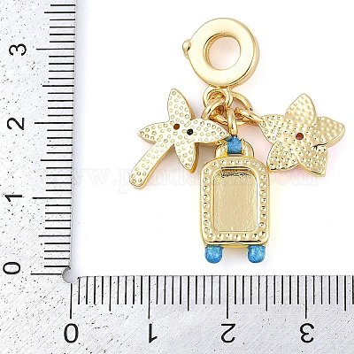Стойка покрытие латунь кубический цирконий летние европейские подвески-шармы X-KK-P287-01B-G-1