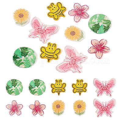 10шт 5 стиля прозрачные акриловые подвески TACR-TA0001-32-1