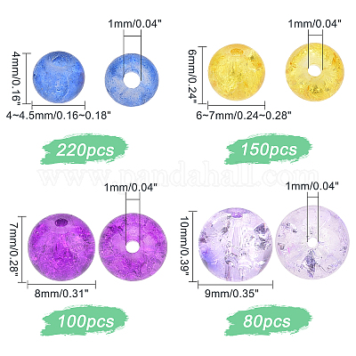 550шт прозрачные стеклянные бусины с кракле CCG-PH0001-06-1