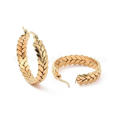 Серьги-кольца из нержавеющей стали 304 с ионным покрытием (IP) EJEW-M212-05G-1