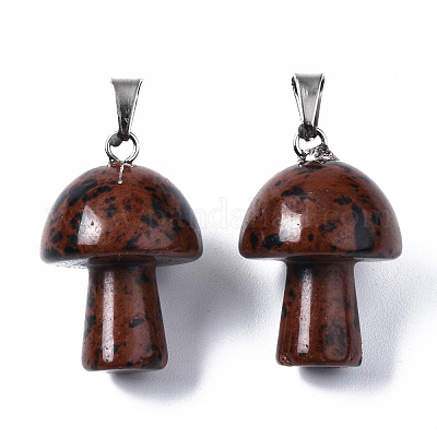 Натурального красного дерева обсидиана подвески G-N0325-10B-1