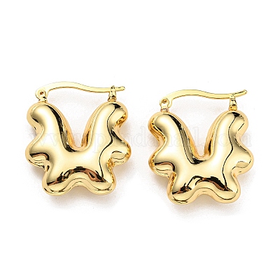 Серьги-кольца с цветами EJEW-G355-08G-1