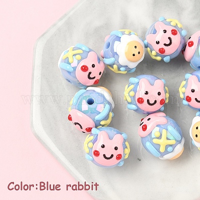 10 шт. расписанный вручную акрил с эмалевыми бусинами MACR-YW0003-28B-1