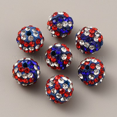 Тема дня независимости полимерная глина стразы круглые бусины PORC-WH0001-04-1