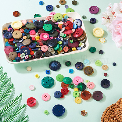 Плоские круглые пуговицы из смолы BUTT-TAC0017-01A-1