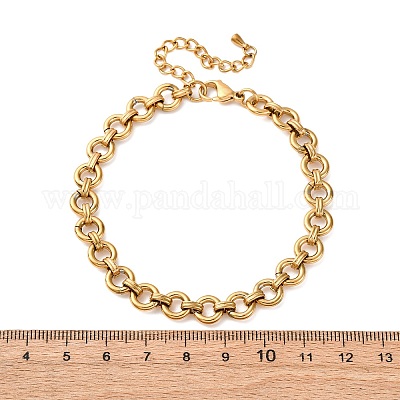 Браслеты на ногу из нержавеющей стали 304 с цепочкой из колец AJEW-A057-11G-1