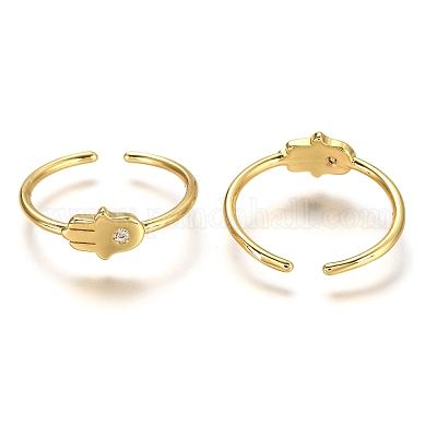 Латунные кольца из манжеты с прозрачным цирконием RJEW-C100-04G-1