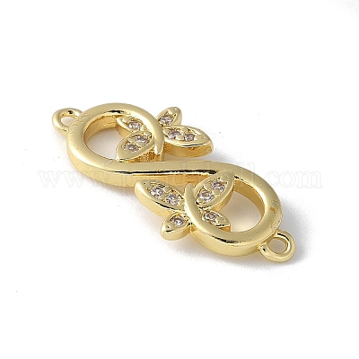 Шармы-соединители из латуни с микропаве из прозрачного кубического циркония KK-Q044-01E-G-1
