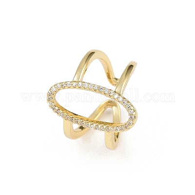 Манжеты из латуни с микро паве кубический цирконий для женщин RJEW-F186-02G-1
