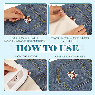 1 упаковка полиэстеровой ткани для вышивки с термоприклеиваемыми/пришивными заплатками&nbsp;DIY-TA0013-53-1