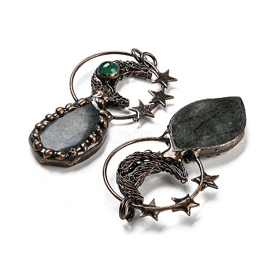 Натуральные лабрадорит и агатовые большие подвески G-M383-15R-01-1