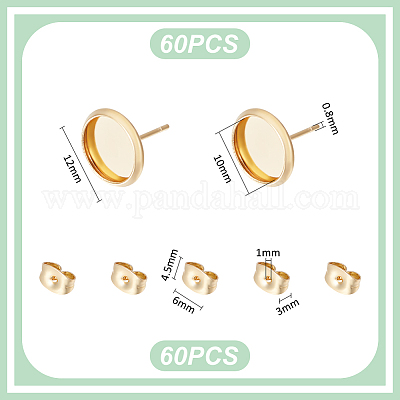 Плоские круглые серьги-гвоздики из нержавеющей стали 304 STAS-UN0060-74C-G-1