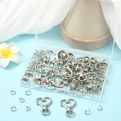 40 шт. поворотные карабины из цинкового сплава в форме сердца FIND-SP0001-20G-1