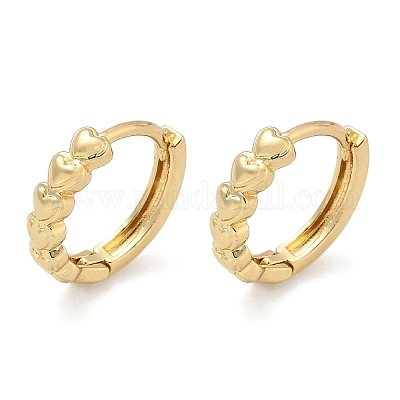 Серьги-кольца из латуни в форме сердца EJEW-Z102-07G-1