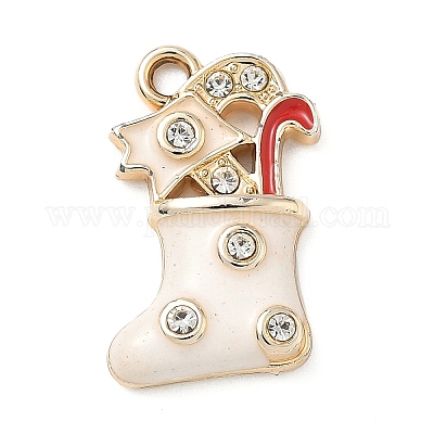 Подвески из сплава со стразами на рождественскую тематику PALLOY-P313-02D-G-1