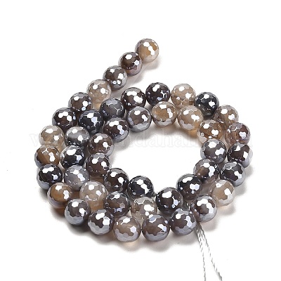 Гальванические нити круглых бусин из натурального ботсванского агата G-L598-A03-02-1