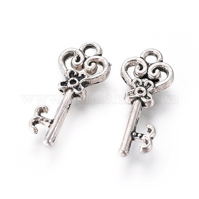 Тибетском стиле сплава Skeleton Key подвески TIBEP-22625-AS-FF-1