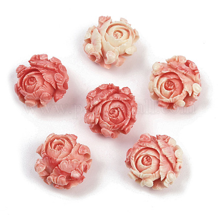 Резные бусины из синтетического коралла&nbsp;X1-SHEL-D001-01A-1