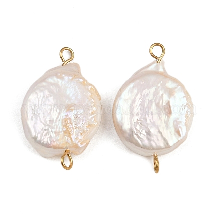 Плоские круглые подвески-соединители из натурального пресноводного жемчуга Кеши STAS-D378-12G-1