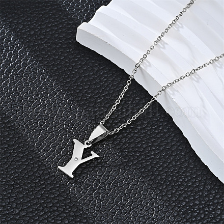 201 ожерелье с подвеской в виде инициала из нержавеющей стали с кристаллами и стразами FS-WG28760-19-1