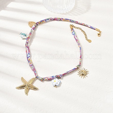 Женские ожерелья с подвеской в виде морской звезды NJEW-A063-08G-1