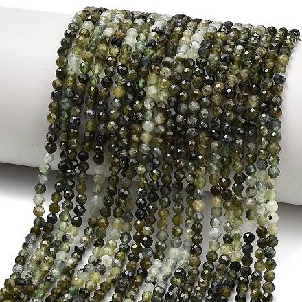 Нити бусин из натурального зеленого турмалина G-G302-A01-3mm-1