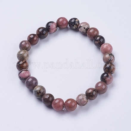 Натуральный Rhodonite бисера браслеты простирания&nbsp;BJEW-I253-8mm-26-1