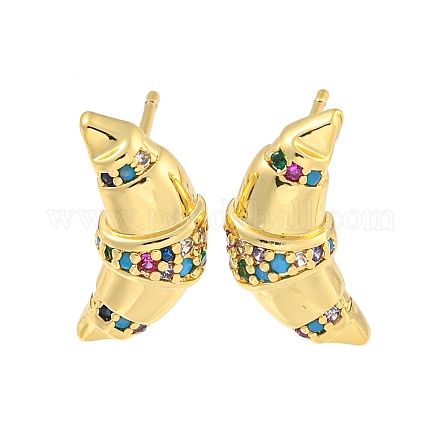 Серьга-гвоздик из латуни с микропаве из кубического циркония EJEW-C102-15G-02-1