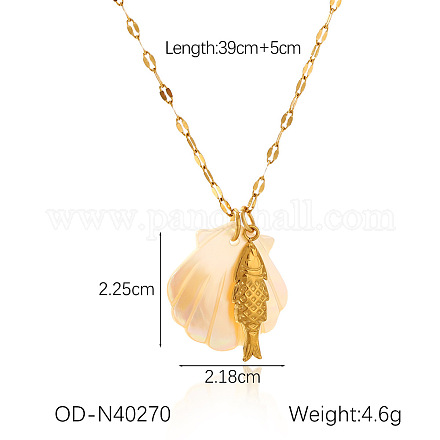 Женские ожерелья с подвесками из натуральной ракушки и нержавеющей стали 304 в виде цепочек с подвесками на морскую тематику FS-WG58500-02-1