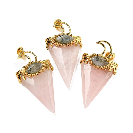 Естественно розового кварца большие кулоны G-F639-06G-G-1