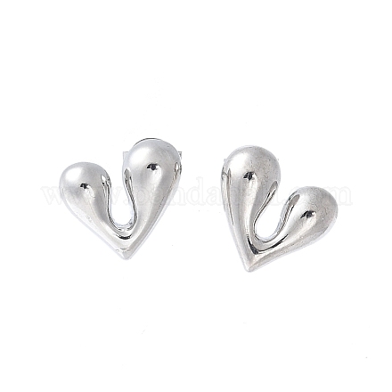 Серьги-гвоздики с латунным сердечком для женщин EJEW-Q780-11P-1