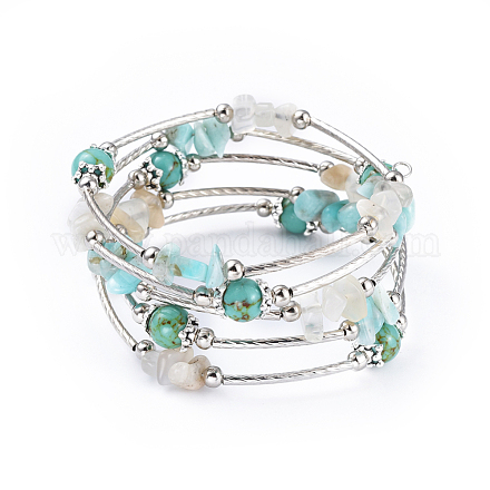 Пять петель синтетическая бирюза (окрашенная) и натуральный амазонит BJEW-JB04488-05-1