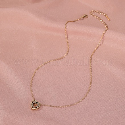 Ожерелья из сплава с полым сердечком и кристаллами горного хрусталя FS-WGA30FB-01-1