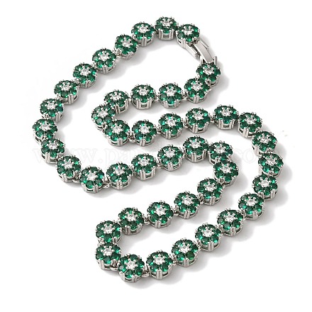 Ожерелья с цветочным звеном из латуни и циркония для женщин NJEW-B108-01P-05-1