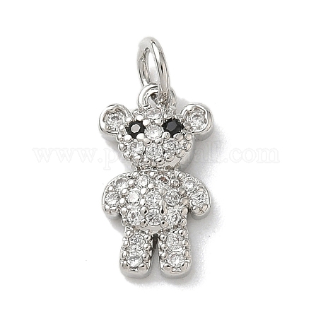 Подвески-медведи из латунных черных и прозрачных кубических цирконий с микропаве KK-B155-20P-1