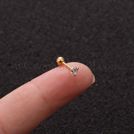 Серьги-гвоздики из латуни с микропаве из прозрачного кубического циркония для женщин WG50079-05-1