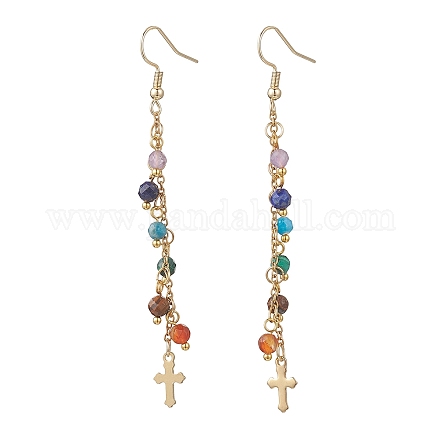 Болтающийся серьги природный драгоценный камень EJEW-JE06668-03-1