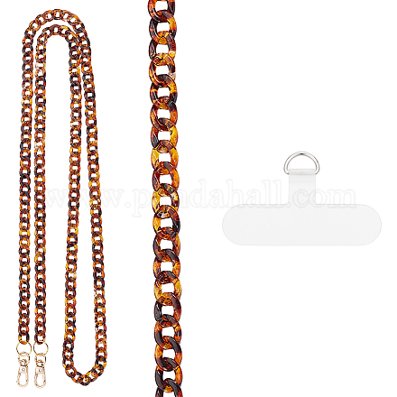 Акриловая цепочка через плечо для мобильного телефона с леопардовым принтом AJEW-AB00179-1