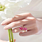 1Pc Flower Brass Micro Pave Cubic Zirconia Finger Rings for Women, Golden, Inner Diameter: 20mm