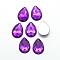 Acrylic Rhinestone Flat Back Cabochons, Faceted, Bottom Silver Plated, teardrop, Dark Violet, 25x18x5mm