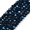 Electroplate Opaque Solid Color Glass Beads Strands, Half Rainbow Plated, Faceted, Rondelle, Prussian Blue, 2.9~3.3x2mm, Hole: 0.8mm, about 135~140pcs/strand, 32~34cm
