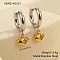 Christmas 304 Stainless Steel Clear Cubic Zirconia Two Tone Hoop Earrings, Golden & Stainless Steel Color, Cloud, 12mm
