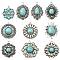 20Pcs 10 Styles Alloy Pave Synthetic Turquoise Pendants, Rack Plating, Lead Free & Nickel Free & Cadmium Free, Mixed Shapes, Antique Silver, 28~35x24~32.5x4.5~7mm, Hole: 1.6~3mm, 2pcs/style
