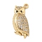 Rack Plating Brass Micro Pave Cubic Zirconia Pendants, Long-Lasting Plated, Lead Free & Cadmium Free, Owl Charms, Real 18K Gold Plated, 22x9.5x4.5mm, Hole: 1.5mm