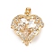 Brass Micro Pave Cubic Zirconia Pendants, Heart Charms, Golden, Clear, 17x15.5x7.5mm, Hole: 5x2.5mm