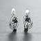Brass Micro Pave Cubic Zirconia Hoop Earrings, Teardrop, Platinum, Colorful, 16x7mm